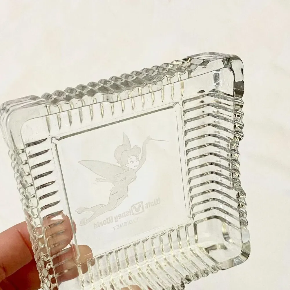 Vintage Disney Tinkerbell Glass Trinket Dish Fairy Jewelry Tray
